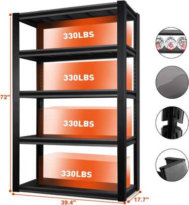 5-Tier Large Metallic Shelving Utility Rack image 2