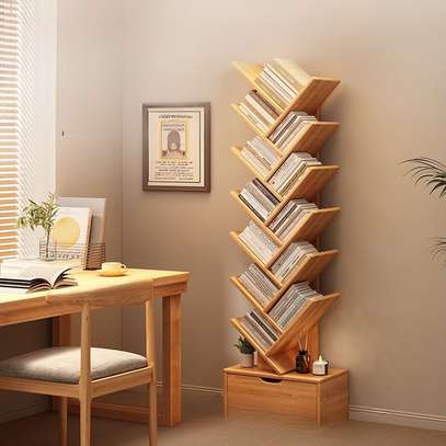 Simple Tree-Shaped Floor Bookshelf – Storage Shelf image 1