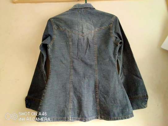 Dirty-green denim jacket + matching green ribbon tube top image 8