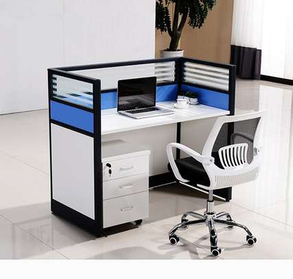 OFFICE DESK: 6 Way Blue Office Workstation image 5