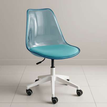 Mid-Century Style Dining Chairs on Wheels image 1