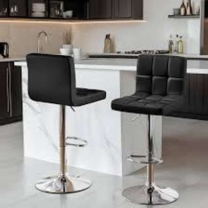 Adjustable Leather Armless Swivel Counter Barstool image 1