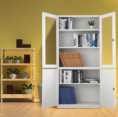 Adjustable Multi-Layer Steel Cabinet with Glass Doors image 4