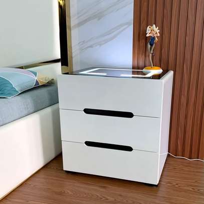 White Wooden Nordic Style Side Bedroom Cabinet image 7