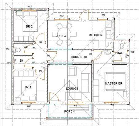 3 bedroom bungalow house plan image 1