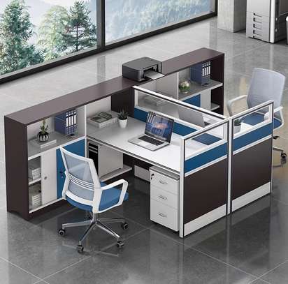 Modern 2‑Way MDF Home Office Work Station with Drawers image 6