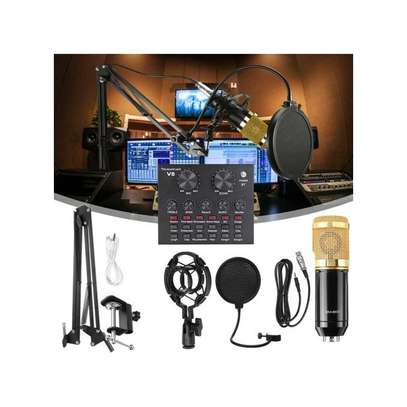 studio condenser microphone mic  sound card black image 1