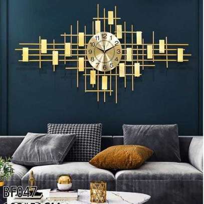 Large Gold metal sunburst Wall Clock image 1