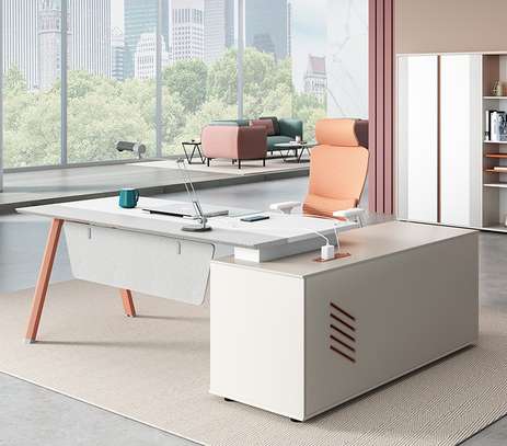 Office Desk: L-Shaped Administrative Executive Office Desk image 8