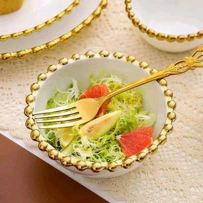 30pc nordic classic dinner set with gold rim. image 6