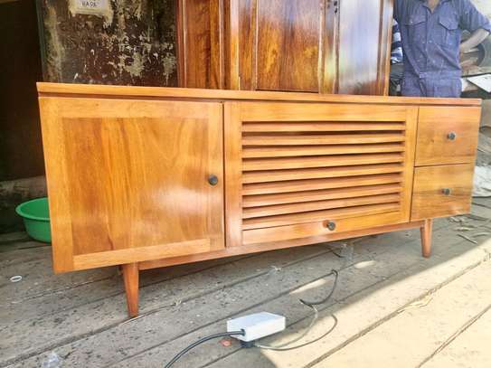 Wooden TV Stand with slated Doors and Drawers image 6