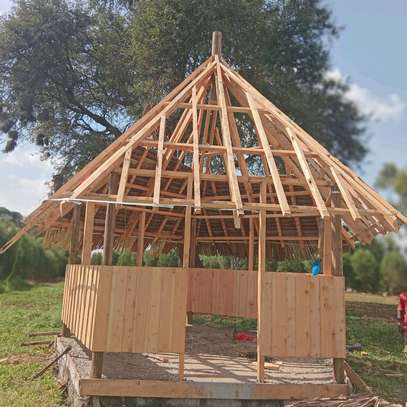 Natural Thatch Gazebo Wooden Poles Spacious Shade image 5