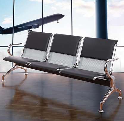 3 Person Leather Reception Office Bench image 9