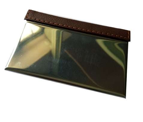 Brown  cardholder with metallic detail image 1