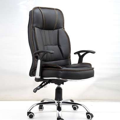 Office chair with a leather make image 1