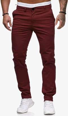 Soft Khaki Wine Red Trousers image 1