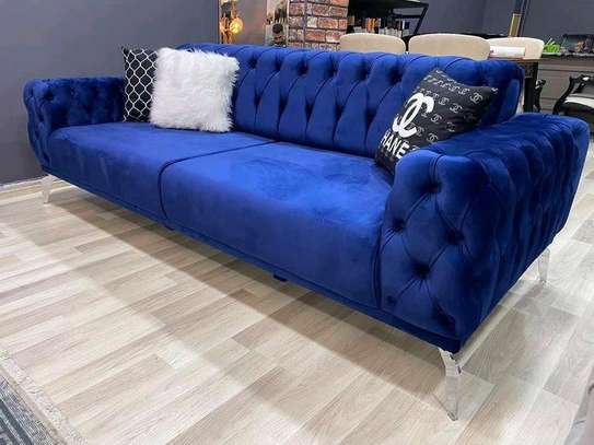 Latest blue three seater chesterfield sofa image 1