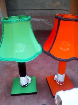 GREEN PRINTED LAMP SHADES image 1