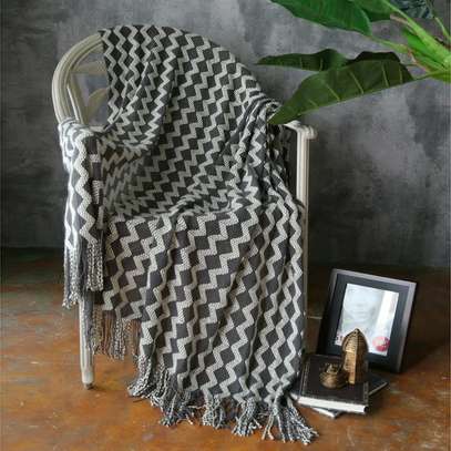 Checkered Print-Classy smooth Bohemian Knitted Shawl/Blanket image 2