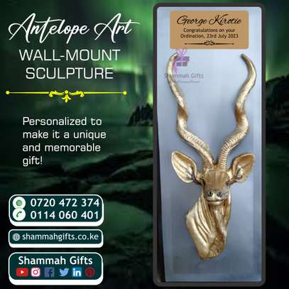 3D WALL-MOUNT ANTELOPE-ART SCULTPURE- Personalized image 2