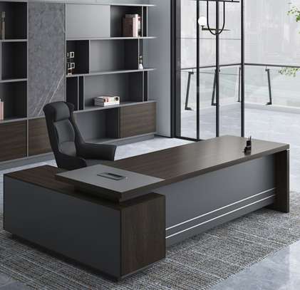 Modern CEO Office Table – L-Shaped Wood Executive Desk image 1