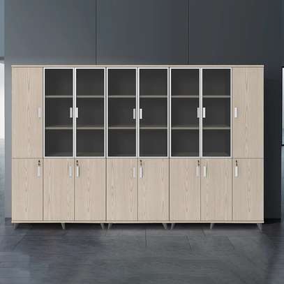 File Cabinet: Designed Wood File Cabinet With Glass Door image 3