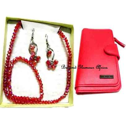 Womens Red crystal Jewelry accessories combo image 1