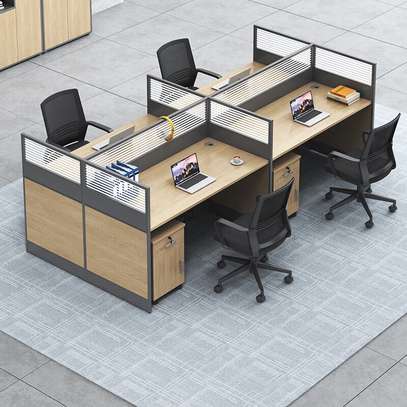 4-Person Modular Office Desk – Modern Cubicle Workstation image 4