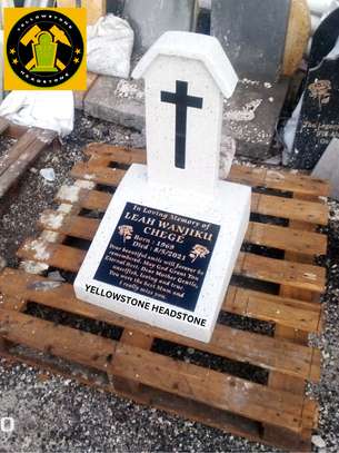 Upright Terrazzo Headstones with Cross Detail image 2