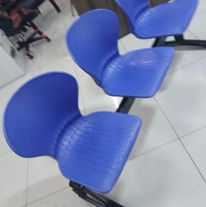 3 Seater Blue Plastic Metal Framed Waiting Bench image 14
