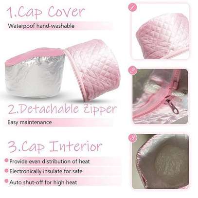 Hair Steamer Cap (Thermal cap) red and pink image 3