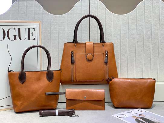 Elegant Grey Faux Leather Handbag with Zipper Pockets image 4