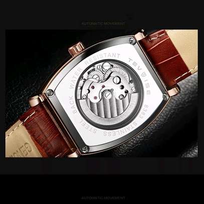 Tevise Mechanical Men Watch Leather luxury Gold Wrist Watch image 2