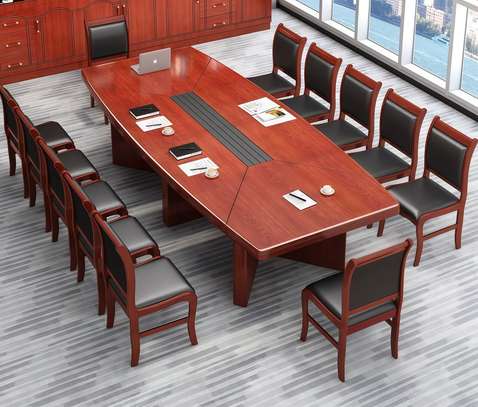 12-Person Modern Red Conference Table Set [3M] image 6