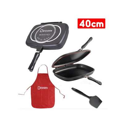 Black Double Sided Grill,Cook, Handy Frying Pan image 1