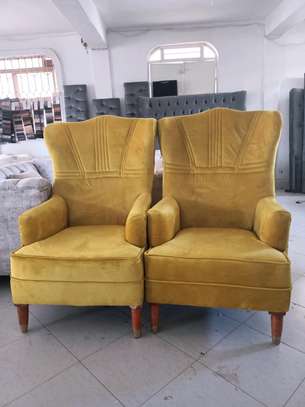 Modern yellow one seater wingback chair image 2