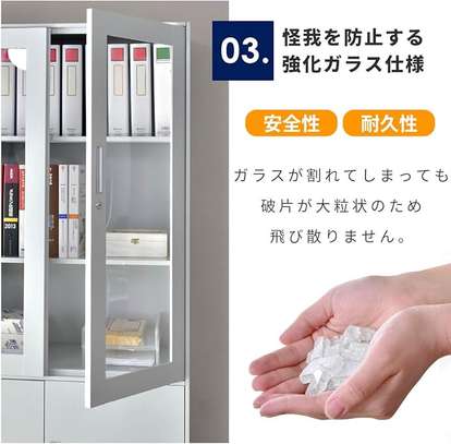 Industrial White Half Glass Steel Cabinet image 2