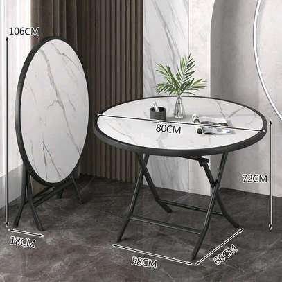 Foldable Round Wooden Table with Metallic Stands image 1