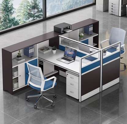Modern 2‑Way MDF Home Office Work Station with Drawers image 5