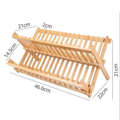Foldable bamboo dish rack image 2