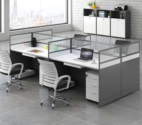 OFFICE DESK: 6 Way Blue Office Workstation image 2