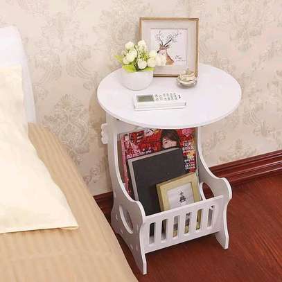 Multi-purpose bedside/balcony/magazine holder/coffee/living room white round table image 1