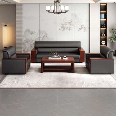 Office Sofa: 5 Seater Leather Sofa Set image 3