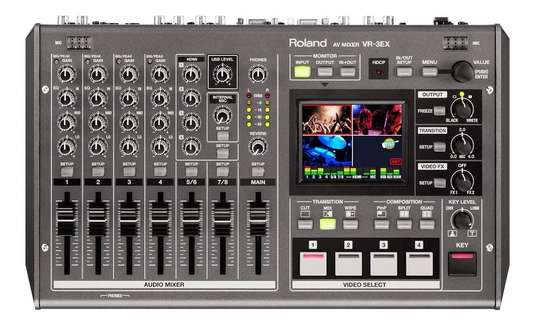 Roland VR-3EX All-in-one AV Mixer with Built-in USB Port for Web Streaming and Recording, 2.5" Multiview Touchscreen Monitor, Standard Definition 16:9 Mixing Engine, Scalers on Channel 4 and Output image 1