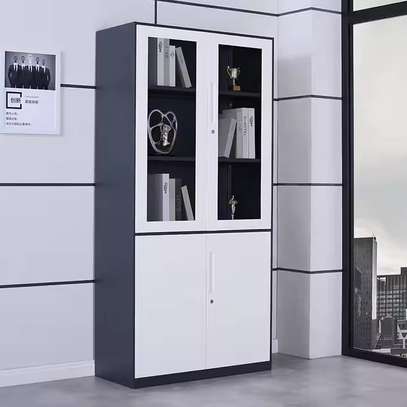 Sleek Modern White & Gray 2 Door Cabinet image 4