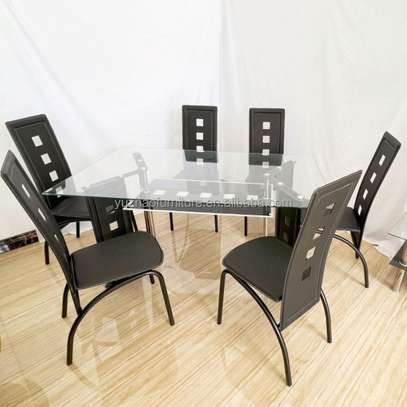 6-Piece Modern Glass Dining Room Set with Chairs image 4