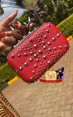 Maroon Studded Clutch Bag From UK image 3