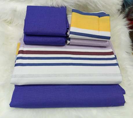 Whites stripped cotton bedsheets / duvets covers image 7