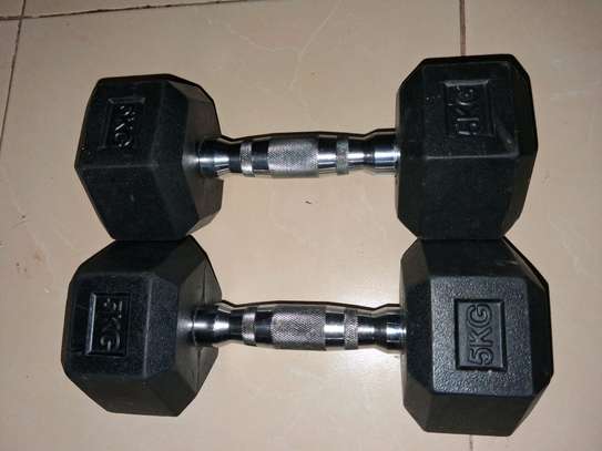 5kg Hex Dumbbells Rubber-Coated Metal Handles image 3