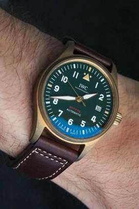 IWC Pilot Spitfire Bronze Watch with Green Dial image 6